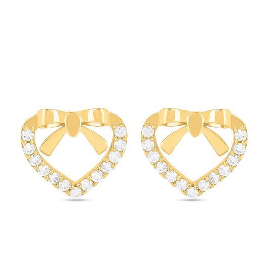 Roovi Girl's Girl Heart Earrings in 925 Silver with 22kt Gold Plated