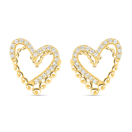 Heart in Heart Earring in 925 Silver with 22kt Gold Plating