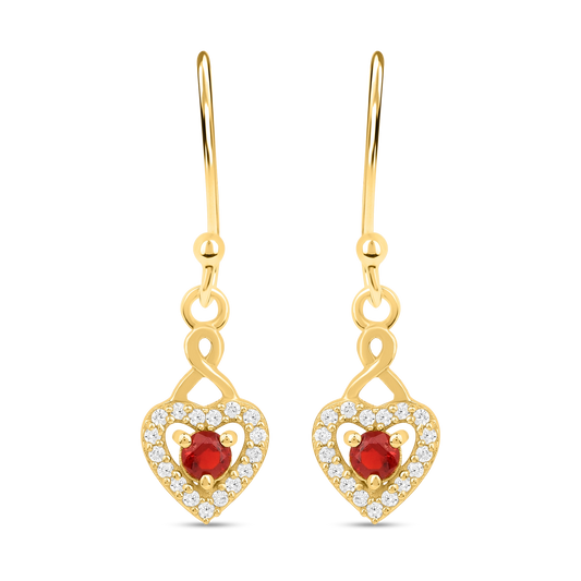 Heart Dangler Earring in 925 Silver with 22kt Gold Plated