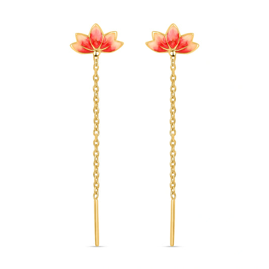 Roovi Lotus Petals 2 in 1 Style Stud Earrings in 925 Silver