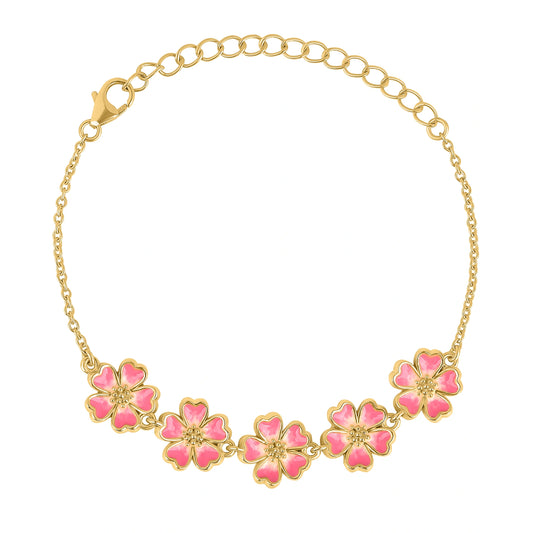 Pink Mist Flora Bracelet in 925 Silver with 22kt Gold Plated