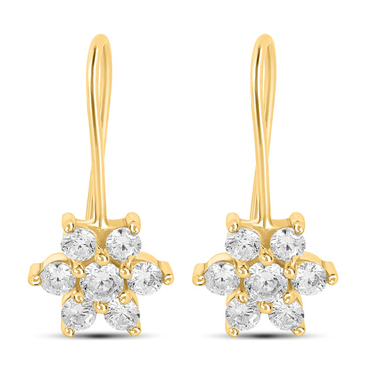 Daisy Drop Flower Dangler Earrings in Pure 925 Silver