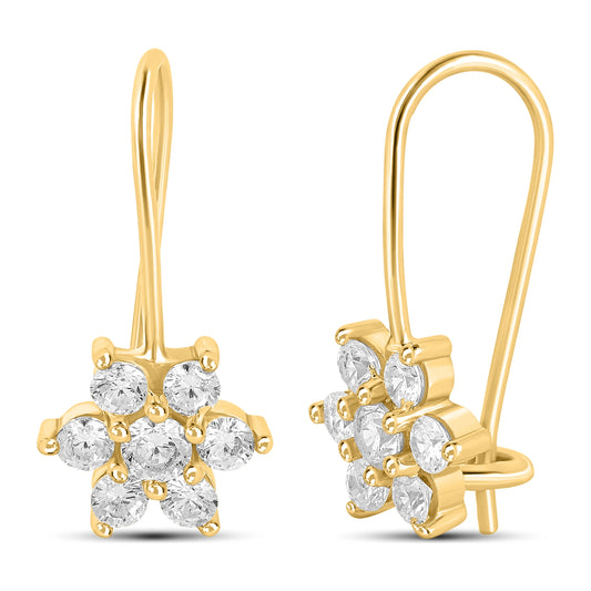 Floral Grace Pure 925 Silver Drop Earrings with 22kt Gold Plated