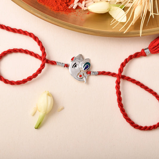 Roovi 925 Silver Ganpati Bappa Rakhi For Brother