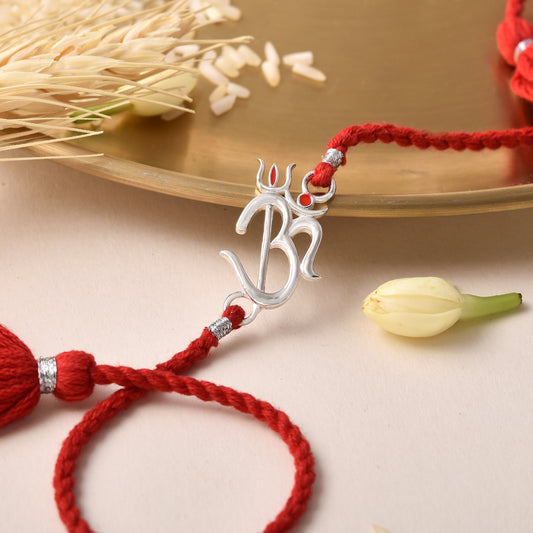 Roovi 925 Silver Om Trishul Shiva Rakhi For Brother