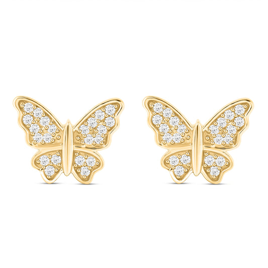 Roovi Butterfly Stud Earrings in 925 Silver with 22kt Gold Plating