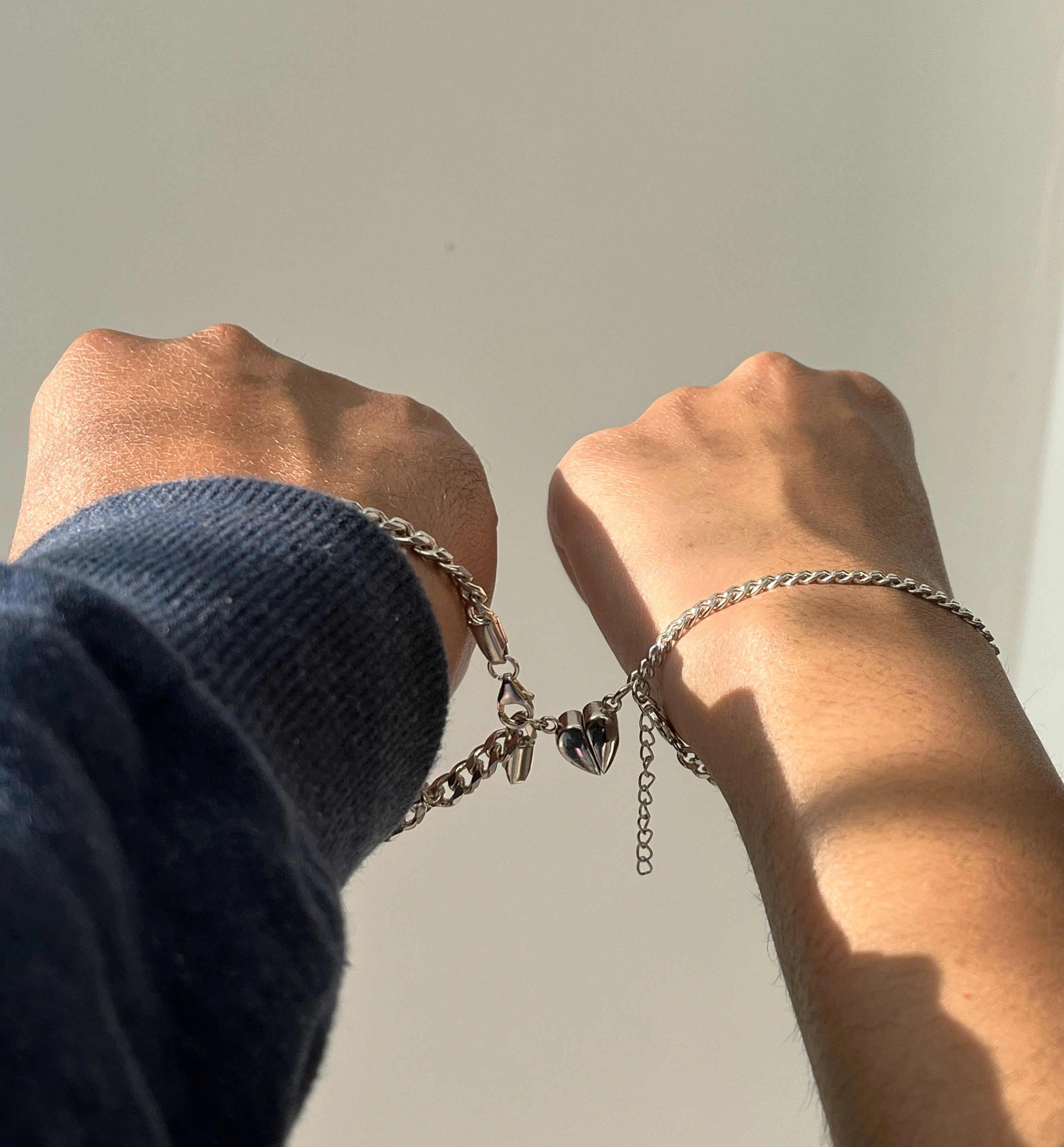 Always Together Heart Charm 925 Silver Couple Bracelets PC