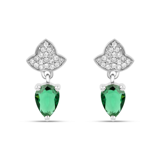 Roovi 925 Silver Emerald Drop Earrings