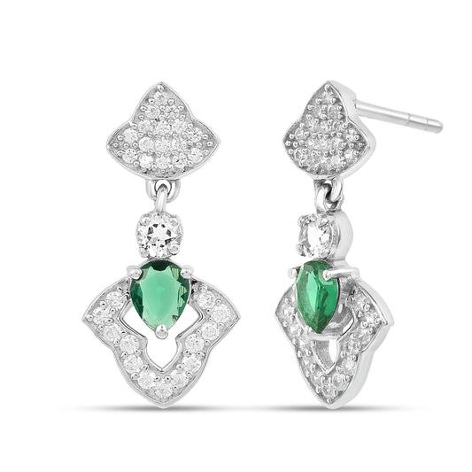 Roovi 925 Silver Soft Glow Emerald Earrings