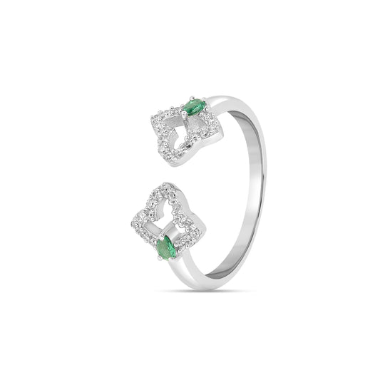 Roovi 925 Silver Green Glam Stack Ring