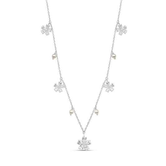 Roovi Floret Pearl Necklace in 925 Silver