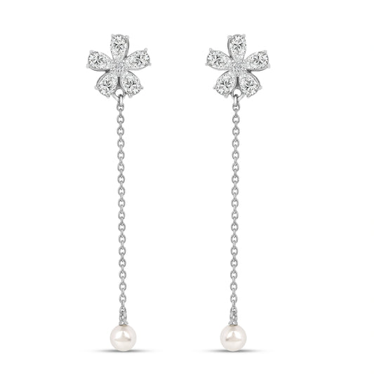 Roovi Lush Flora Drop Earrings in 925 Silver