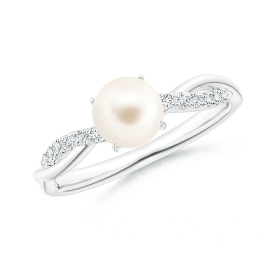 Roovi Diana 925 Silver Real Fresh Water Pearl Ring I Indian Ring Size-14