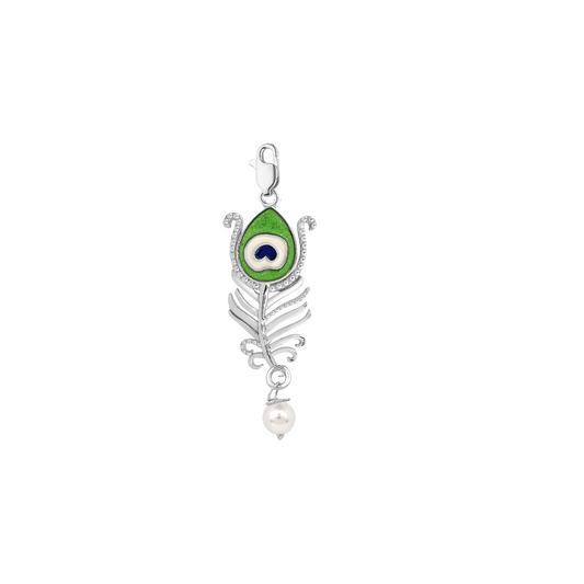 Roovi Morpankh Charm in 925 Silver with Meenakari