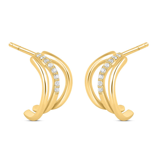 Roovi Cozy Huggies Zircon Studs in 925 Silver Gold Plated Earrings Roovi Gold