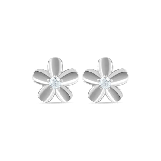 Roovi Flower Power 925 Silver Zircon Studs Earrings Roovi Silver - Silver earrings online store