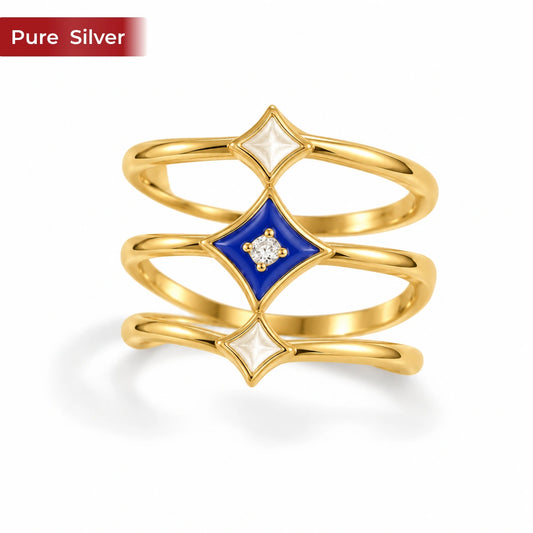 Roovi Regalia 925 Sterling Silver Layered Ring For Women & Girls