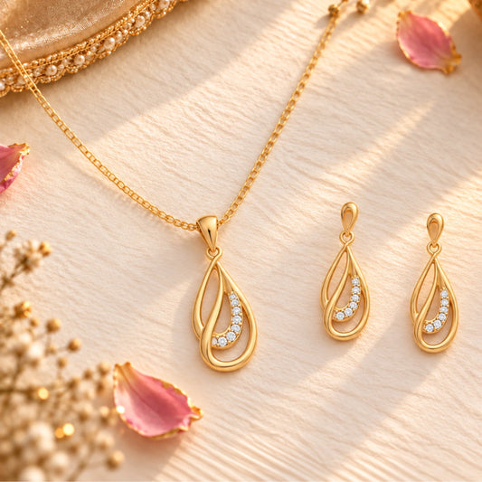 Roovi 925 Sterling Silver Leaf Necklace & Earring Set for Women | Lightweight Minimal Jewelry Combo