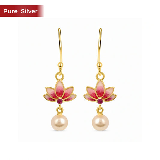 Roovi Lotus Grace 925 Sterling Silver Dangler Earring