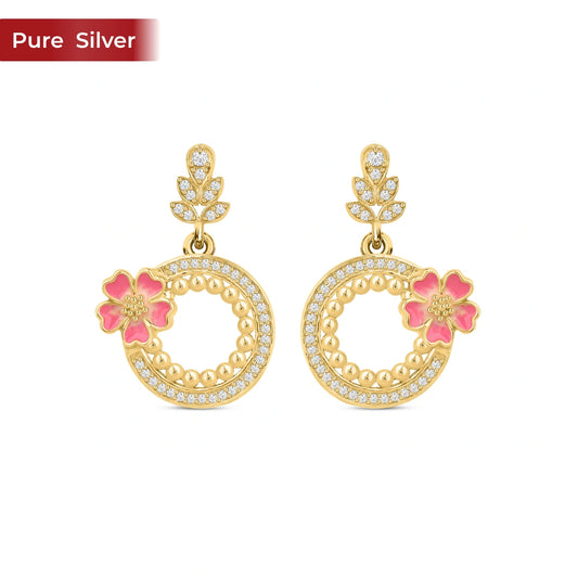 Roovi Flora Belle 925 Silver Drop Earring with 22kt Gold Plated