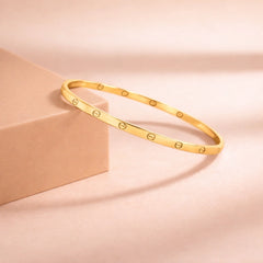Roovi 925 Pure Sterling Silver Simple Bangle in 925 Silver with 22kt Gold Plating -1 pc
