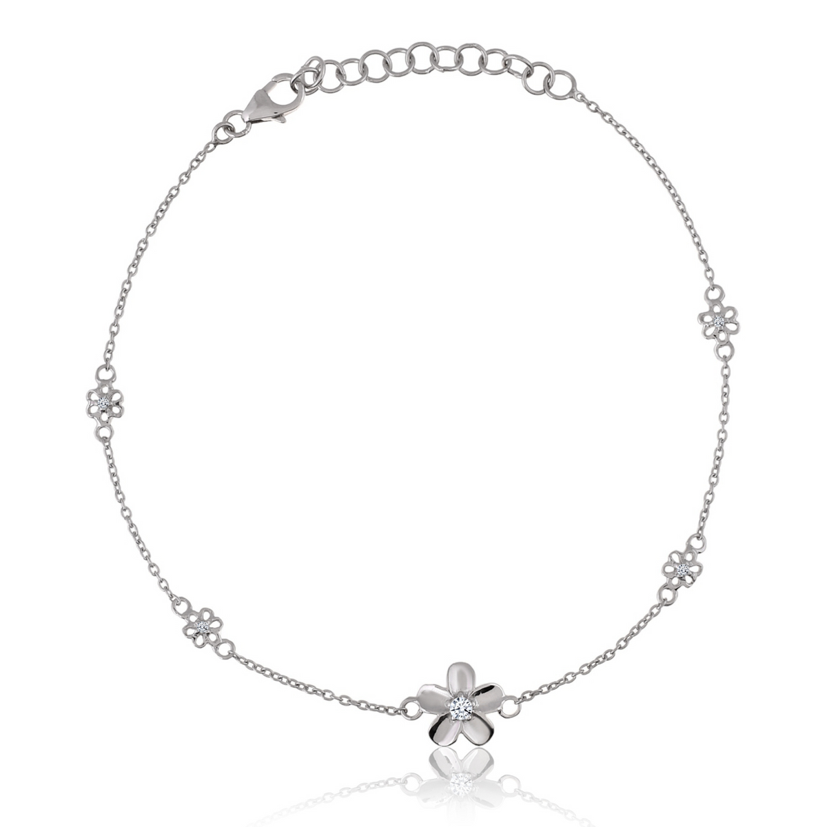 Buy Floral Drama Silver Anklet in 925 Silver (2 Piece) Online