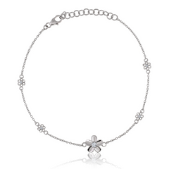 Buy Floral Drama Silver Anklet in 925 Silver (2 Piece) Online