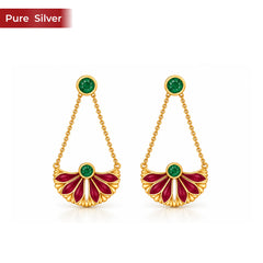 Roovi Gulnaar 925 Silver Long Drop Earrings for Women