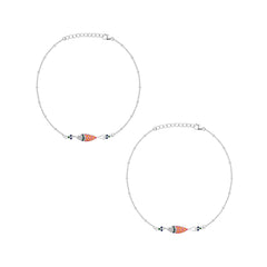 Madhubani Maach 925 Silver Anklet for Women I 2 Pc