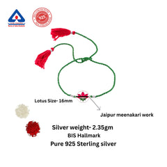 Roovi 925 Silver Lotus Rakhi I Raksha Bandhan Rakhi for Brother I Gift for Men & Boys I 925 Hallmark