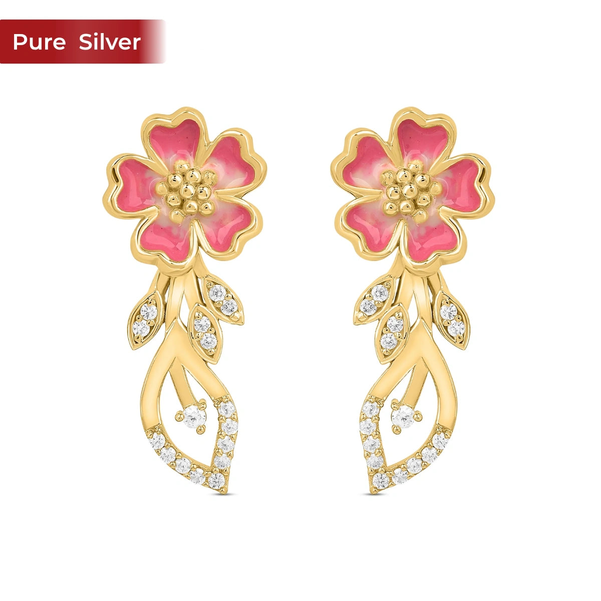 Roovi Sweet Blossom Earrings in 925 Silver with 22kt Gold Plated