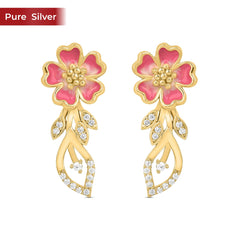 Roovi Sweet Blossom Earrings in 925 Silver with 22kt Gold Plated