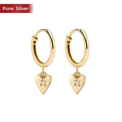 Roovi 925 Sterling Silver Heart Beat Hoops  For Women I Gold Plating Earring