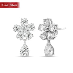 Roovi 925 Sterling Silver Lily Drop Earrings for Women | Lightweight Minimal Daily Wear Dangler Earrings