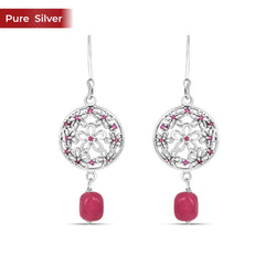 Noor Flower 925 Silver Dangler Earrings for Women