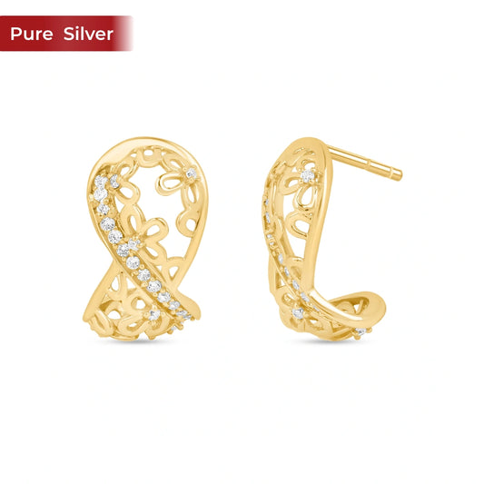Roovi Infinite Bloom Huggie Earrings in 925 Sterling Silver