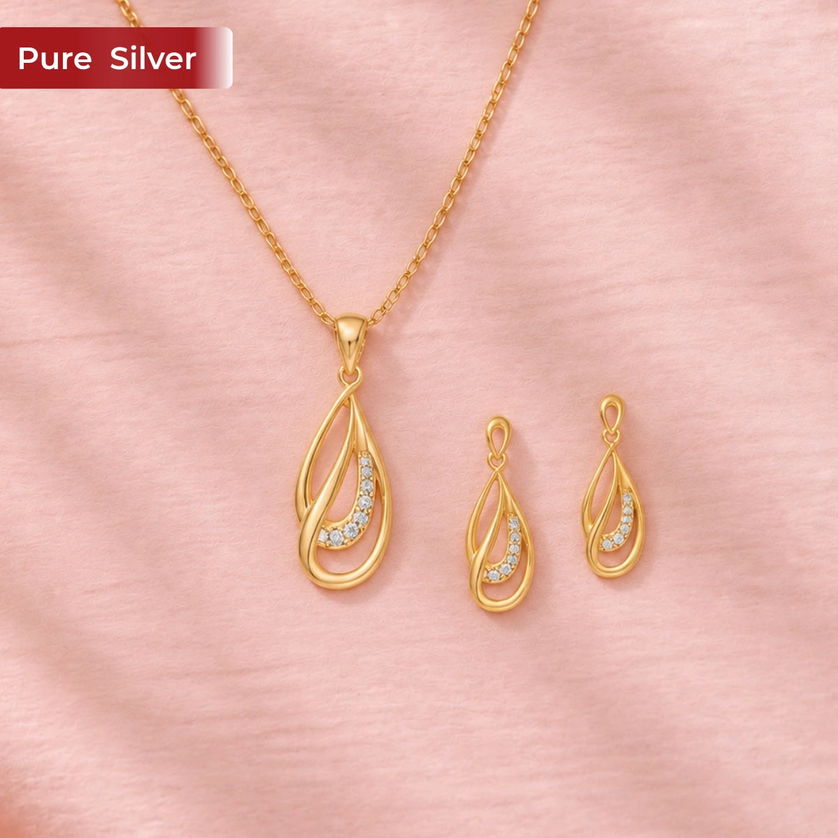 Roovi 925 Sterling Silver Leaf Necklace & Earring Set for Women | Lightweight Minimal Jewelry Combo