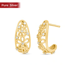Roovi Floral Huggie Earrings for Women | Minimal Huggies Gold