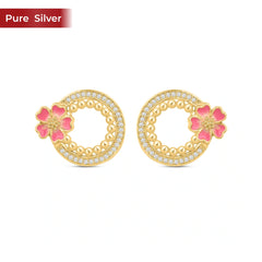 Roovi Flora Belle 925 Silver Pink Enamel Earrings for Women