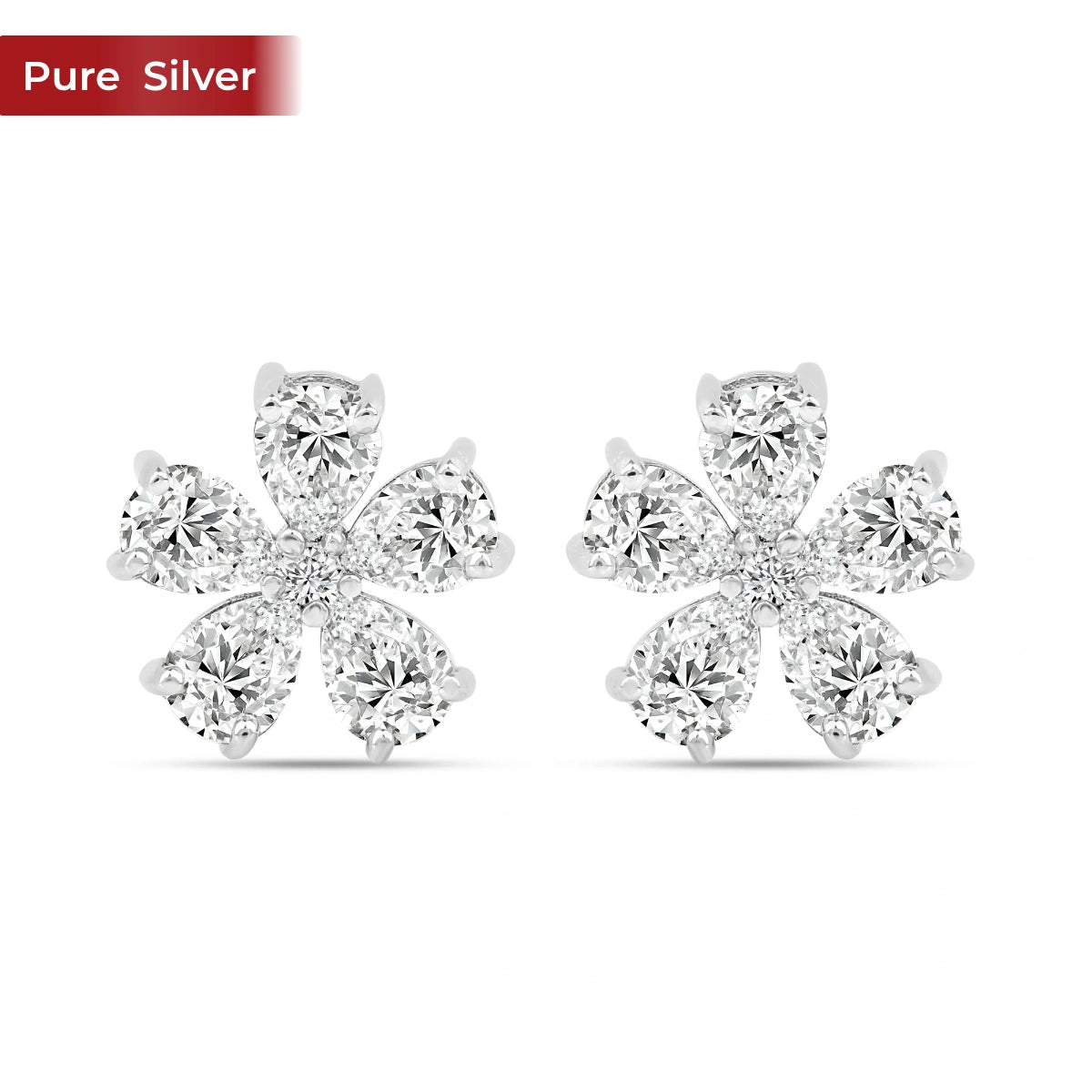 Roovi 925 Sterling Silver Floral Stud Earrings for Women | Lightweight Minimal Daily Wear Studs