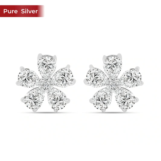 Roovi 925 Sterling Silver Floral Stud Earrings for Women | Lightweight Minimal Daily Wear Studs