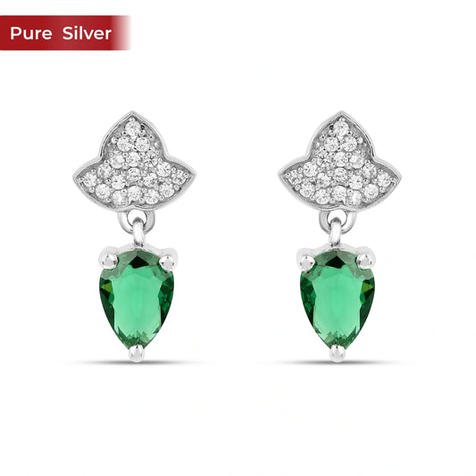 Roovi 925 Silver Emerald Drop Earrings