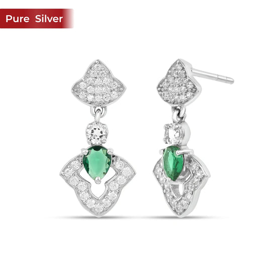 925 Silver Emerald Earrings for Women | Lightweight Minimal Daily Wear Studs – Roovi