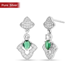 925 Silver Emerald Earrings for Women | Lightweight Minimal Daily Wear Studs – Roovi