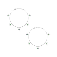 Dance of Butterflies 925 Silver Anklet for Women I 2 Pc