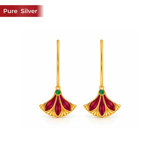 Roovi 925 Sterling Silver Leher Drops For Women I Gold Plating Earring