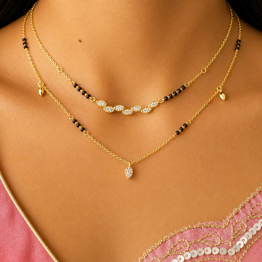 Roovi Myra Fine Lab Diamond Mangalsutra in 18kt Gold Vermeil
