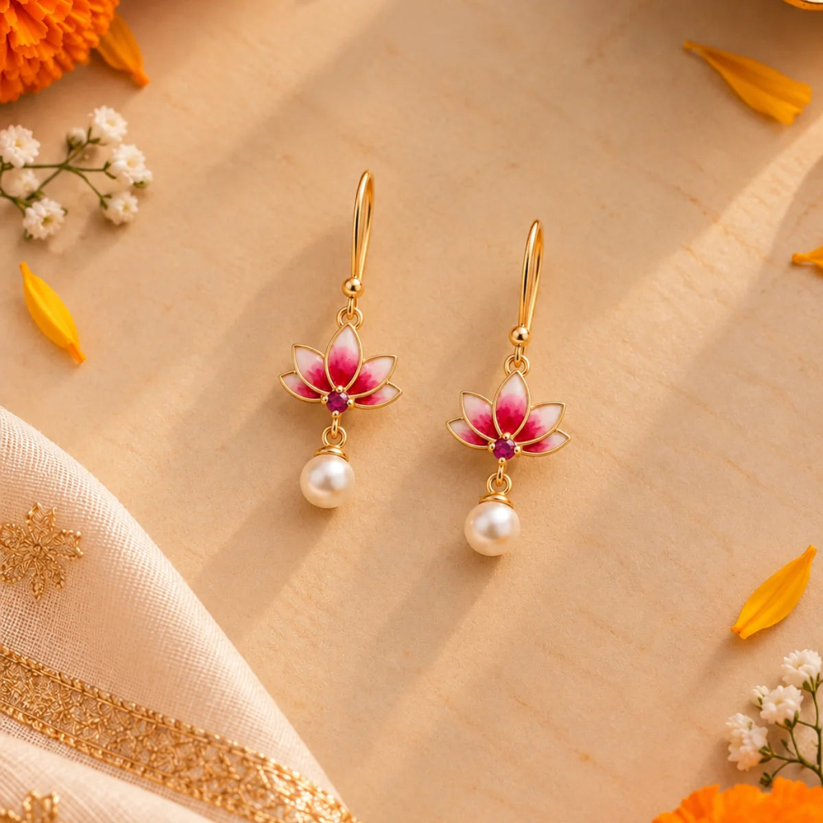 Roovi Lotus Grace 925 Sterling Silver Dangler Earring