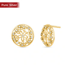 Roovi Sun Kissed 925 Sterling Silver Gold Plated Flower Earrings