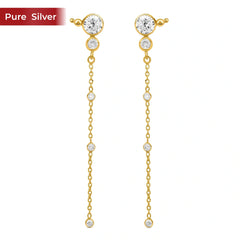 Roovi 925 Sterling Silver Gold Plated Drop Earrings for Women | Small Size Elegant Minimal Gold